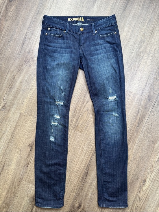 Express Denim - Express Women's Zelda Skinny Dark Wash Low-Rise Jeans - Size 2 Regular